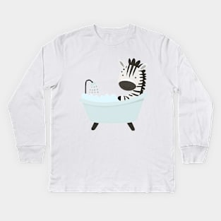 Cute Baby Zebra In Bathtub Kids Long Sleeve T-Shirt